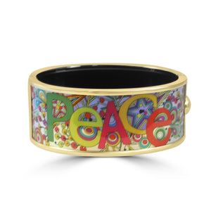 Bracelet  PRINTED ENAMEL  HINGED 1" WIDE BANGLE 500B3896G