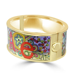 Bracelet  PRINTED ENAMEL  HINGED 1" WIDE BANGLE 500B3896G