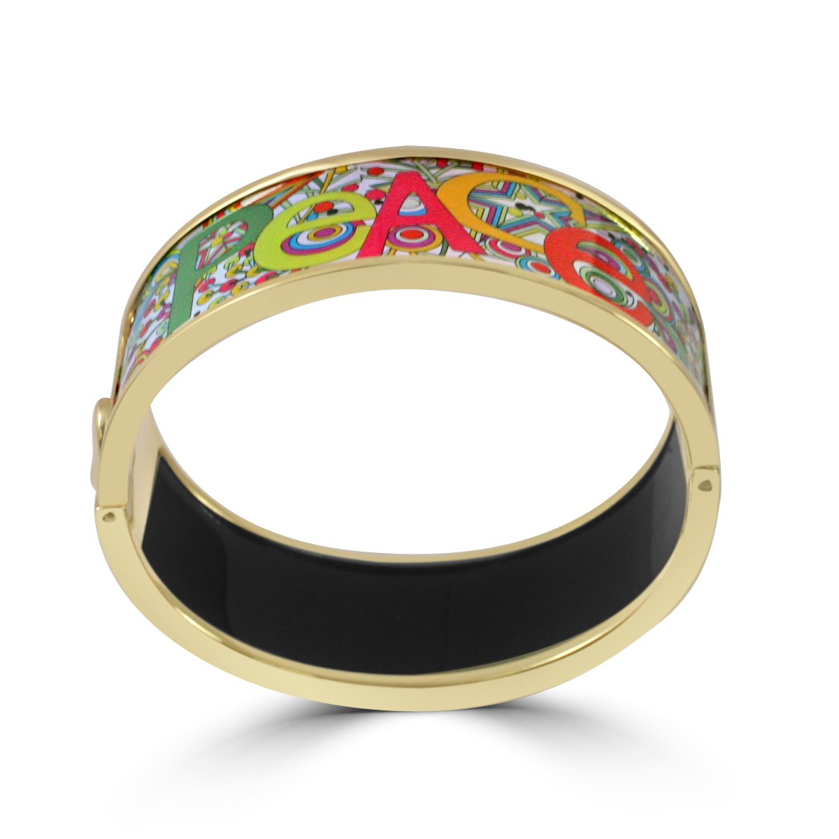 Bracelet  PRINTED ENAMEL  HINGED 1" WIDE BANGLE 500B3896G