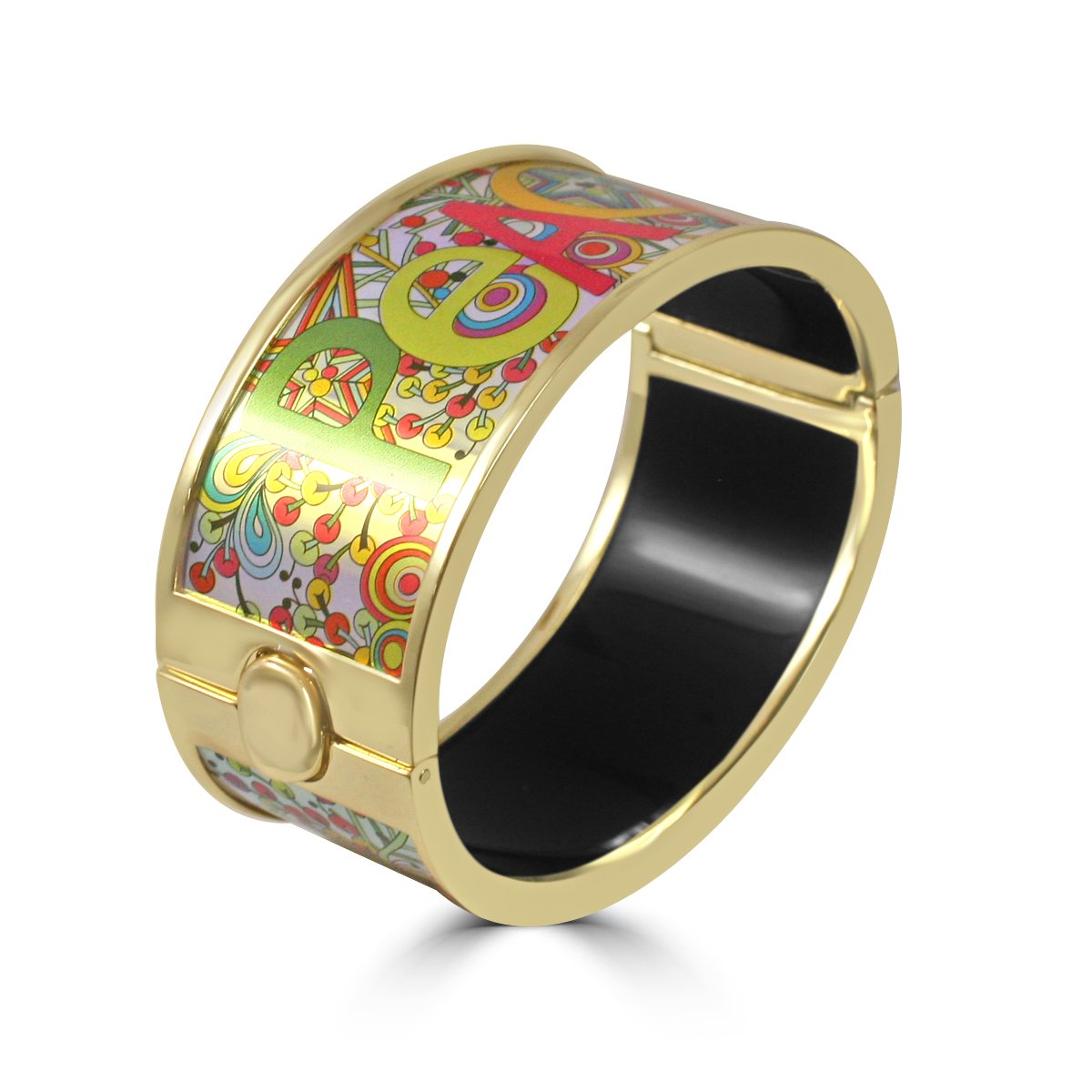 Bracelet  PRINTED ENAMEL  HINGED 1" WIDE BANGLE 500B3896G
