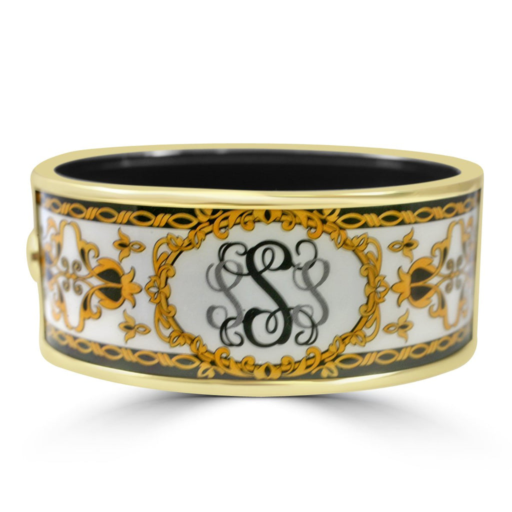 Bracelet PRINTED ENAMEL C HINGED 1" WIDE BANGLE 500B3803G