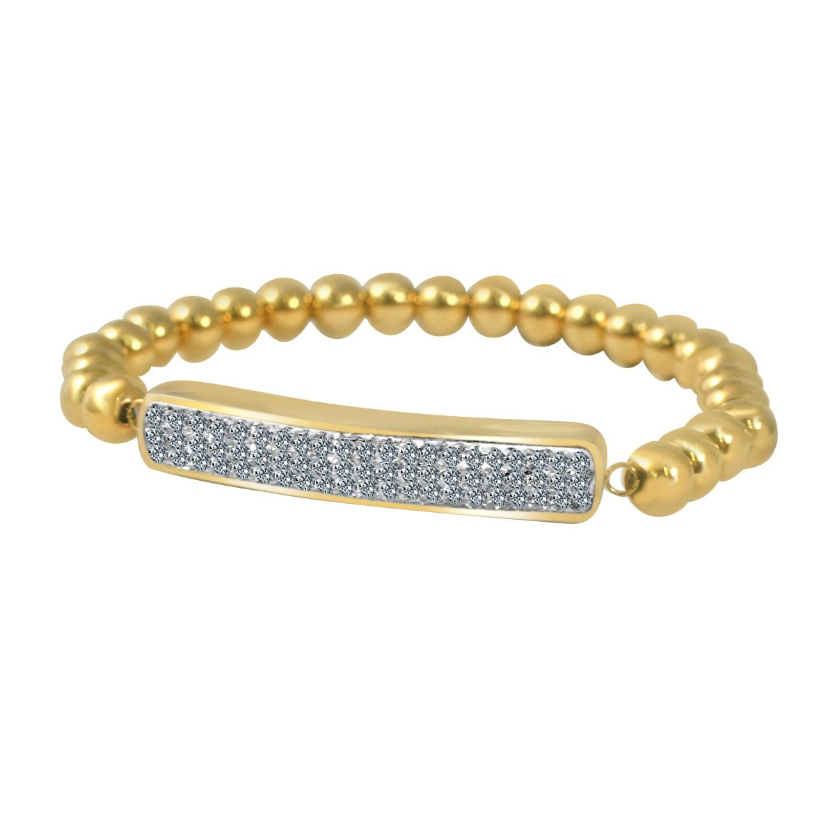 Crystal Pave Bar 1/4" wide Stainless steel Bearings ball Stretch Bracelet 705B3775