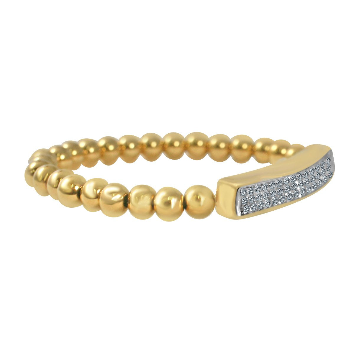 Crystal Pave Bar 1/4" wide Stainless steel Bearings ball Stretch Bracelet 705B3775