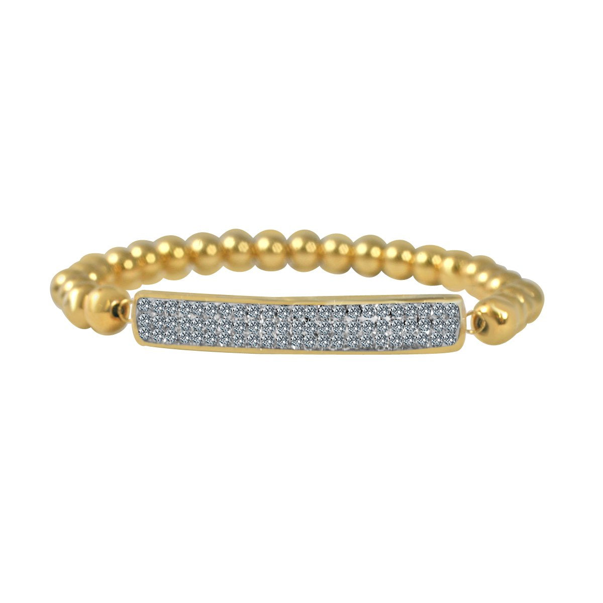 Crystal Pave Bar 1/4" wide Stainless steel Bearings ball Stretch Bracelet 705B3775