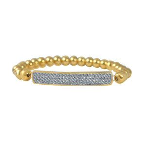 Crystal Pave Bar 1/4" wide Stainless steel Bearings ball Stretch Bracelet 705B3775