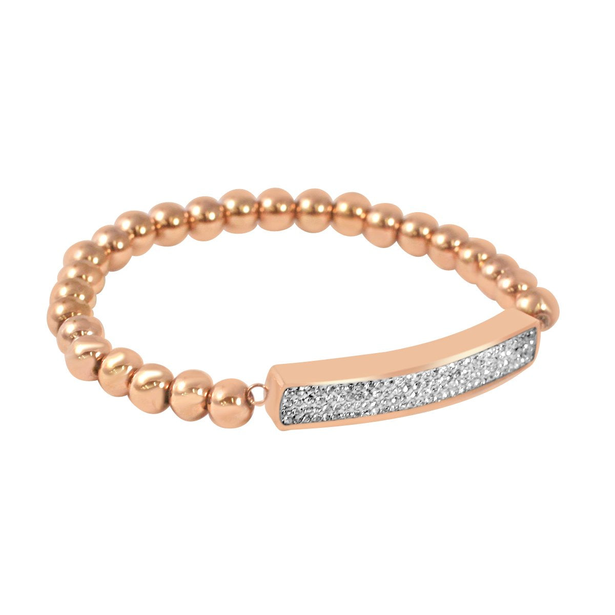 Crystal Pave Bar 1/4" wide Stainless steel Bearings ball Stretch Bracelet 705B3775