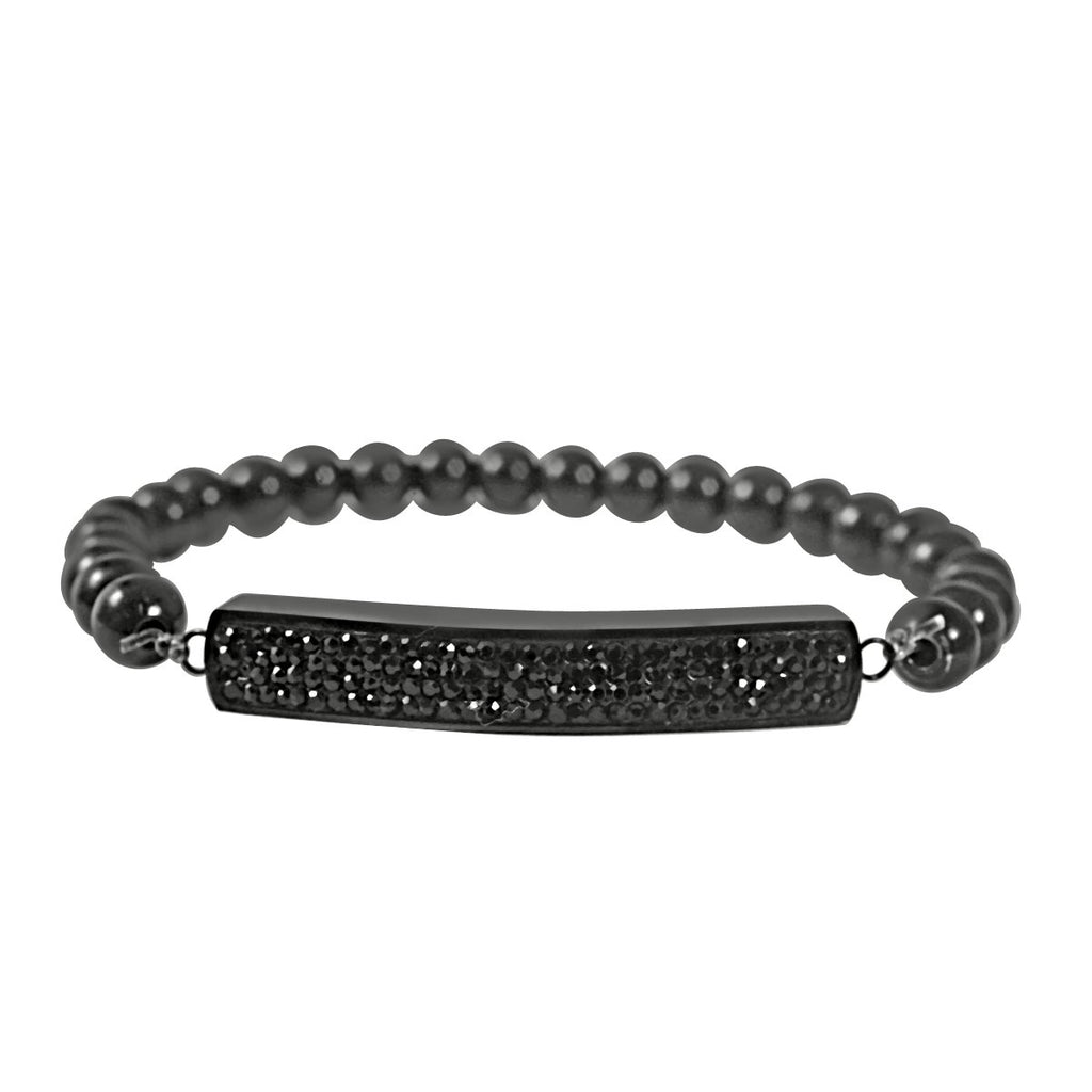 Crystal Pave Bar 1/4" wide Stainless steel Bearings ball Stretch Bracelet 705B3775