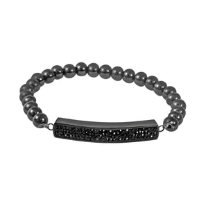 Crystal Pave Bar 1/4" wide Stainless steel Bearings ball Stretch Bracelet 705B3775