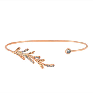 Bracelet Fine Open end Pave long leaf  Cubic Zirconia. 702B1206