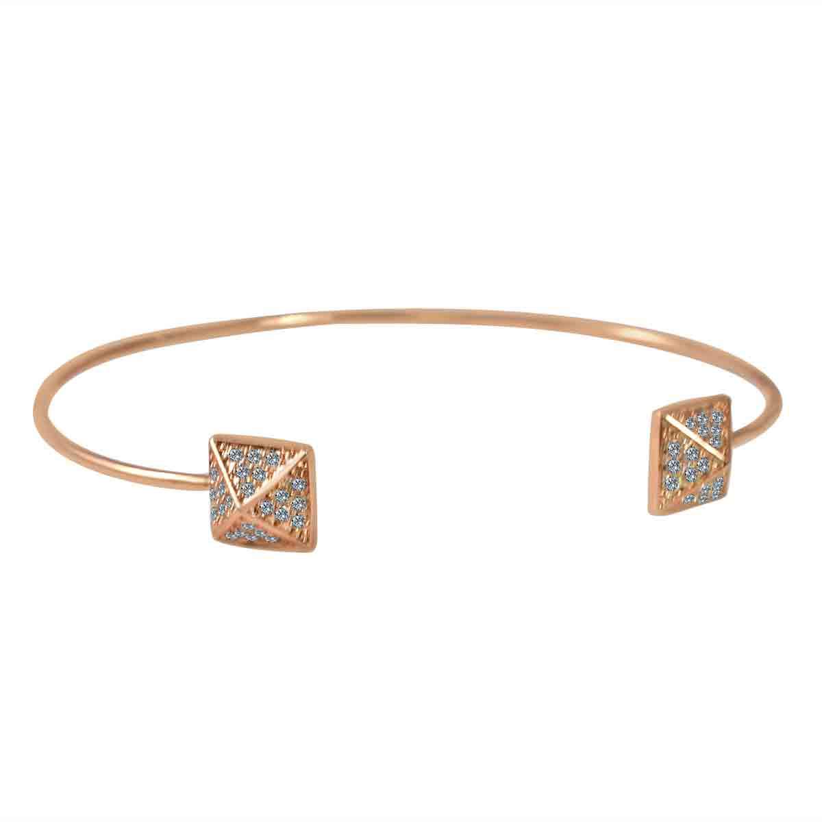 Fine Open end Pave pyramid Bangle set w/Zirconite Cubic Zirconia 705b1208