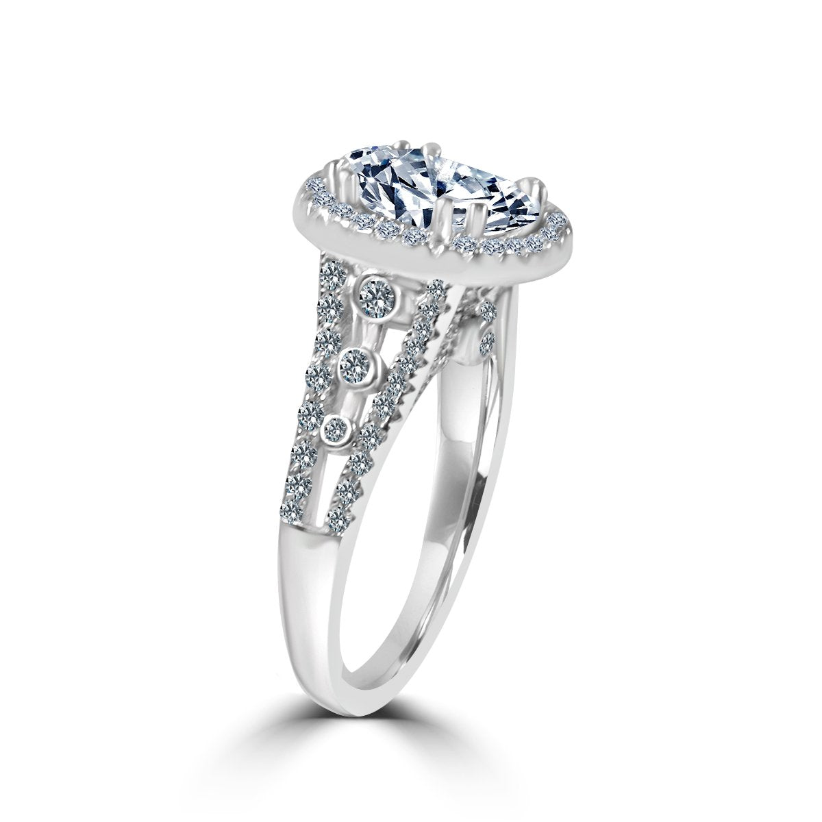 Radiant Oval 2.5 CT. Split Shank Floating Halo Simulated Diamond Zirconite Engagement/ Wedding  Sterling silver Ring