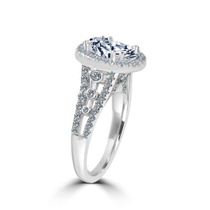 Radiant Oval 2.5 CT. Split Shank Floating Halo Simulated Diamond Zirconite Engagement/ Wedding  Sterling silver Ring