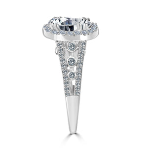 Radiant Oval 2.5 CT. Split Shank Floating Halo Simulated Diamond Zirconite Engagement/ Wedding  Sterling silver Ring