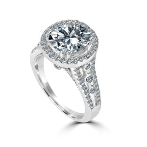 Radiant Oval 2.5 CT. Split Shank Floating Halo Simulated Diamond Zirconite Engagement/ Wedding  Sterling silver Ring