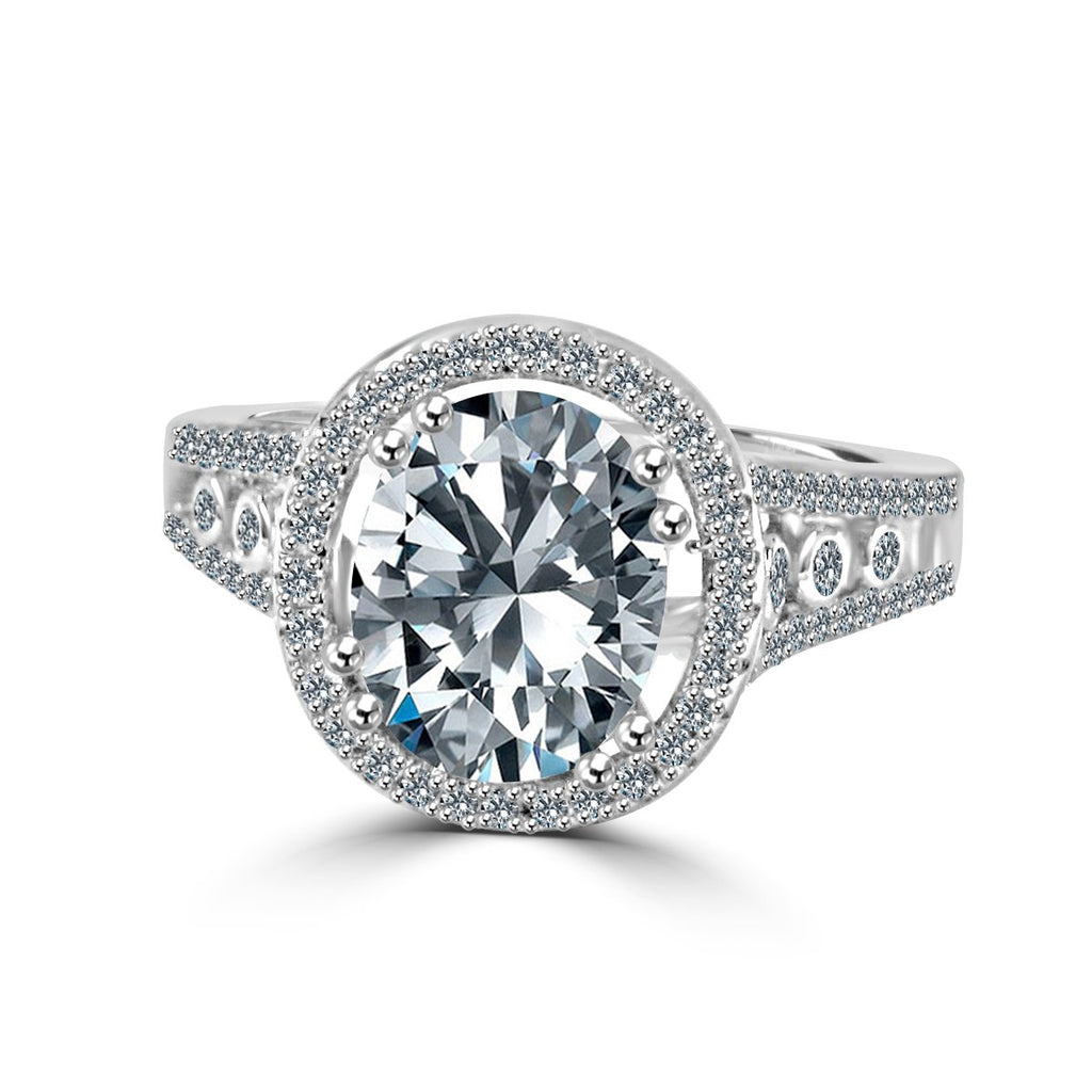 Ring Radiant Oval 2.5 CT. Split Shank Floating Halo Simulated Diamond Zirconite Engagement/ Wedding  Sterling silver Ring  705R4011