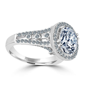 Radiant Oval 2.5 CT. Split Shank Floating Halo Simulated Diamond Zirconite Engagement/ Wedding  Sterling silver Ring