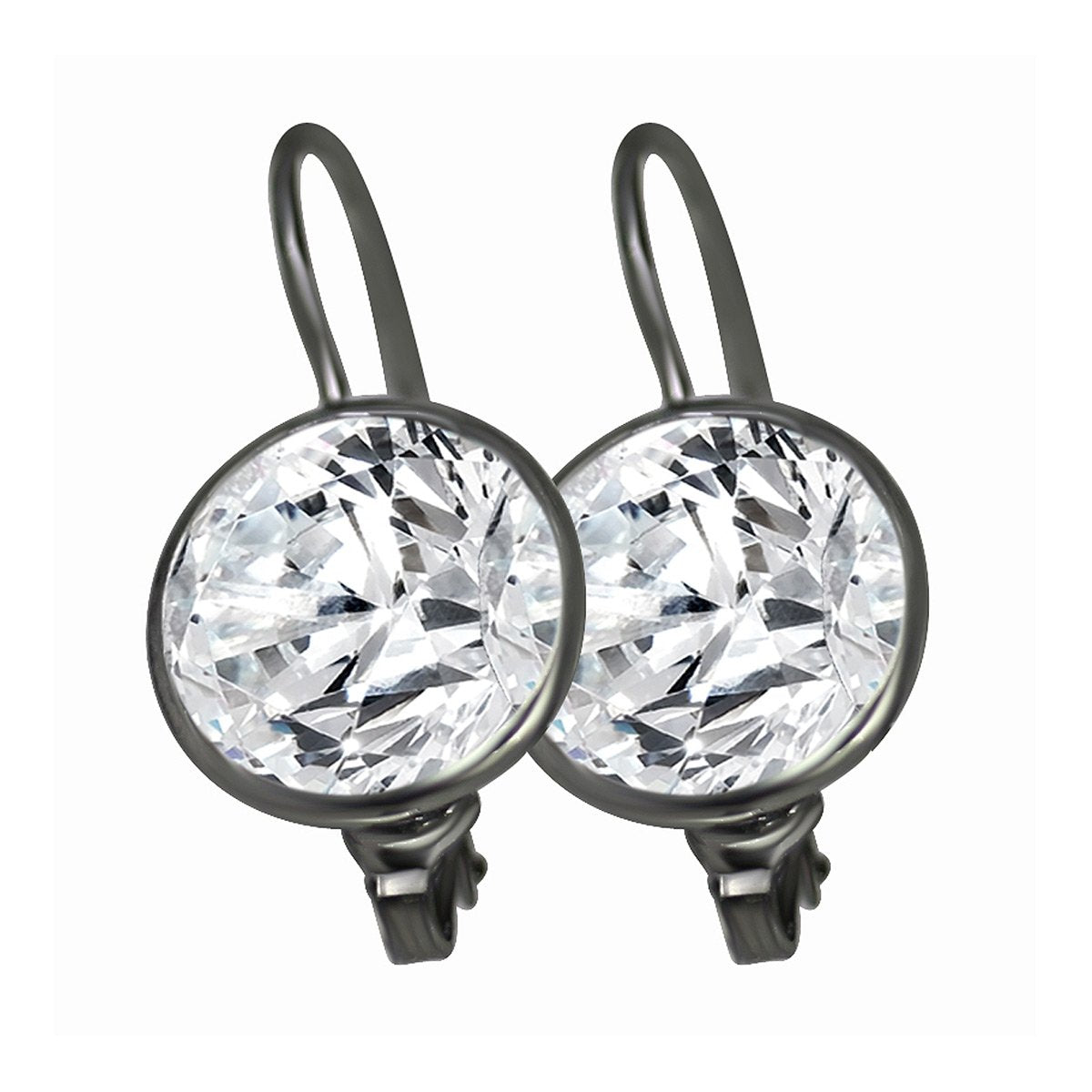 Earrings 10CT Cubic Zirconia set in a Fine Wire Bezel setting Lever-back  501E-l03871