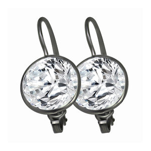 Earrings 10CT Cubic Zirconia set in a Fine Wire Bezel setting Lever-back  501E-l03871