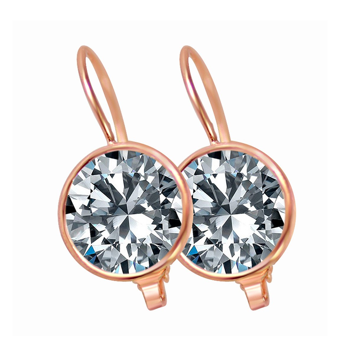 Earrings 10CT Cubic Zirconia set in a Fine Wire Bezel setting Lever-back  501E-l03871