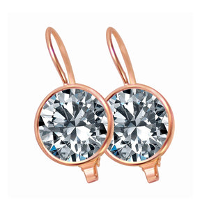Earrings 10CT Cubic Zirconia set in a Fine Wire Bezel setting Lever-back  501E-l03871