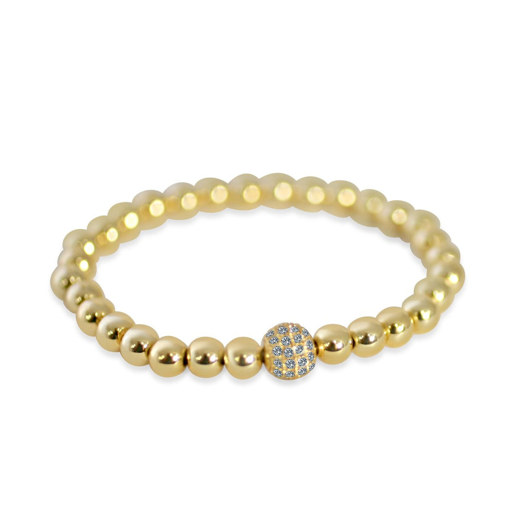 6mm Steel Beads w/fine Zirconite Fireball stretch Bracelet