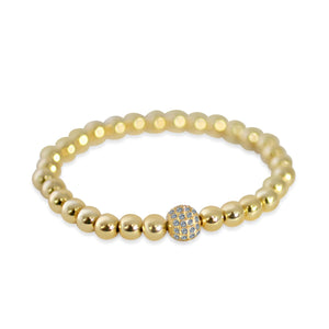 6mm Steel Beads w/fine Zirconite Fireball stretch Bracelet