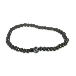 4mm Steel Beads w/fine Zirconite Fireball stretch Bracelet 655B800