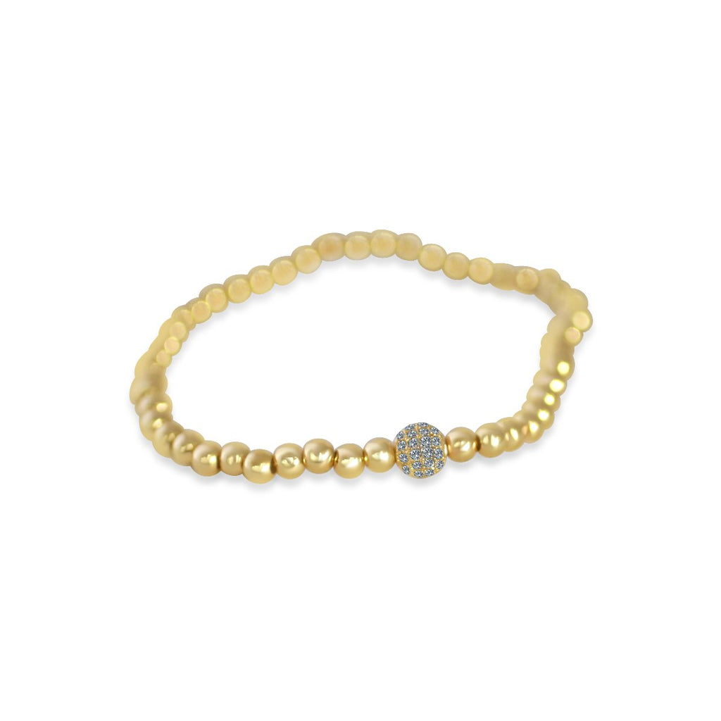 4mm Steel Beads w/fine Zirconite Fireball stretch Bracelet