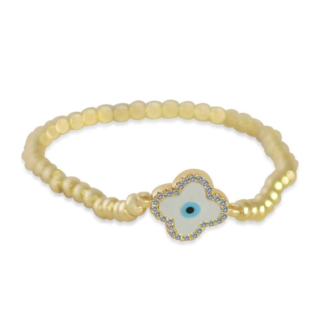 4mm Steel Beads abalone Shell Clover stretch Bracelet