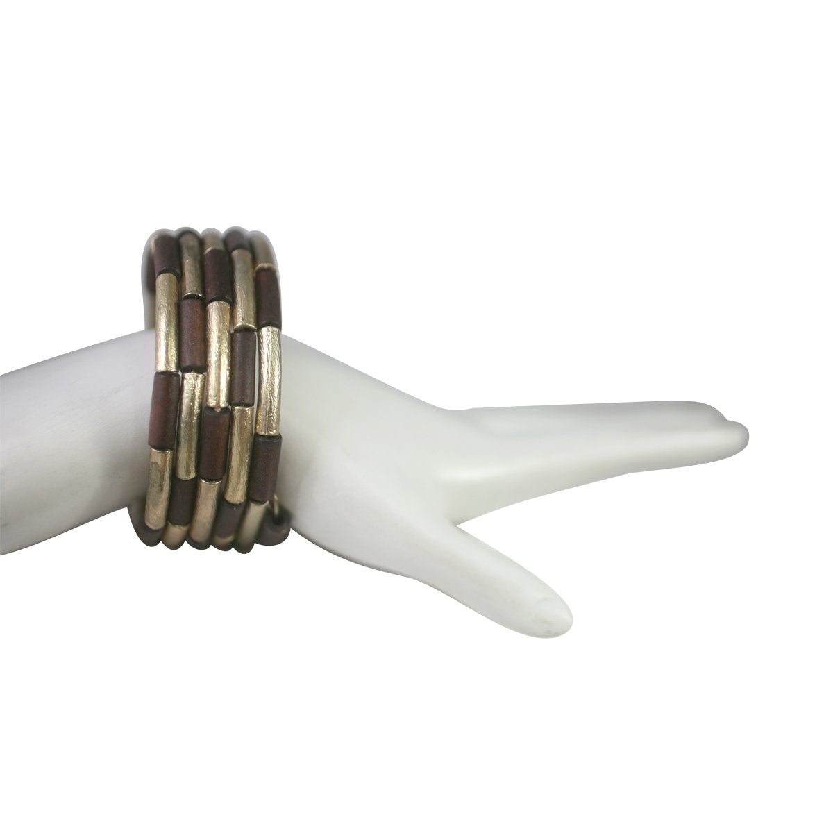 Zirconmania Goldtone Wood Sprial Cuff Bracelet 610B14072G