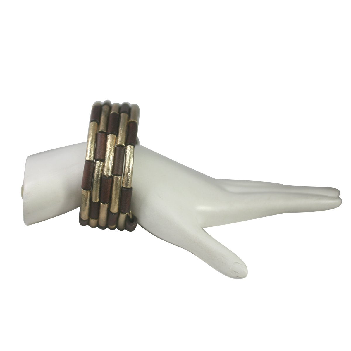 Zirconmania Goldtone Wood Sprial Cuff Bracelet 610B14072G