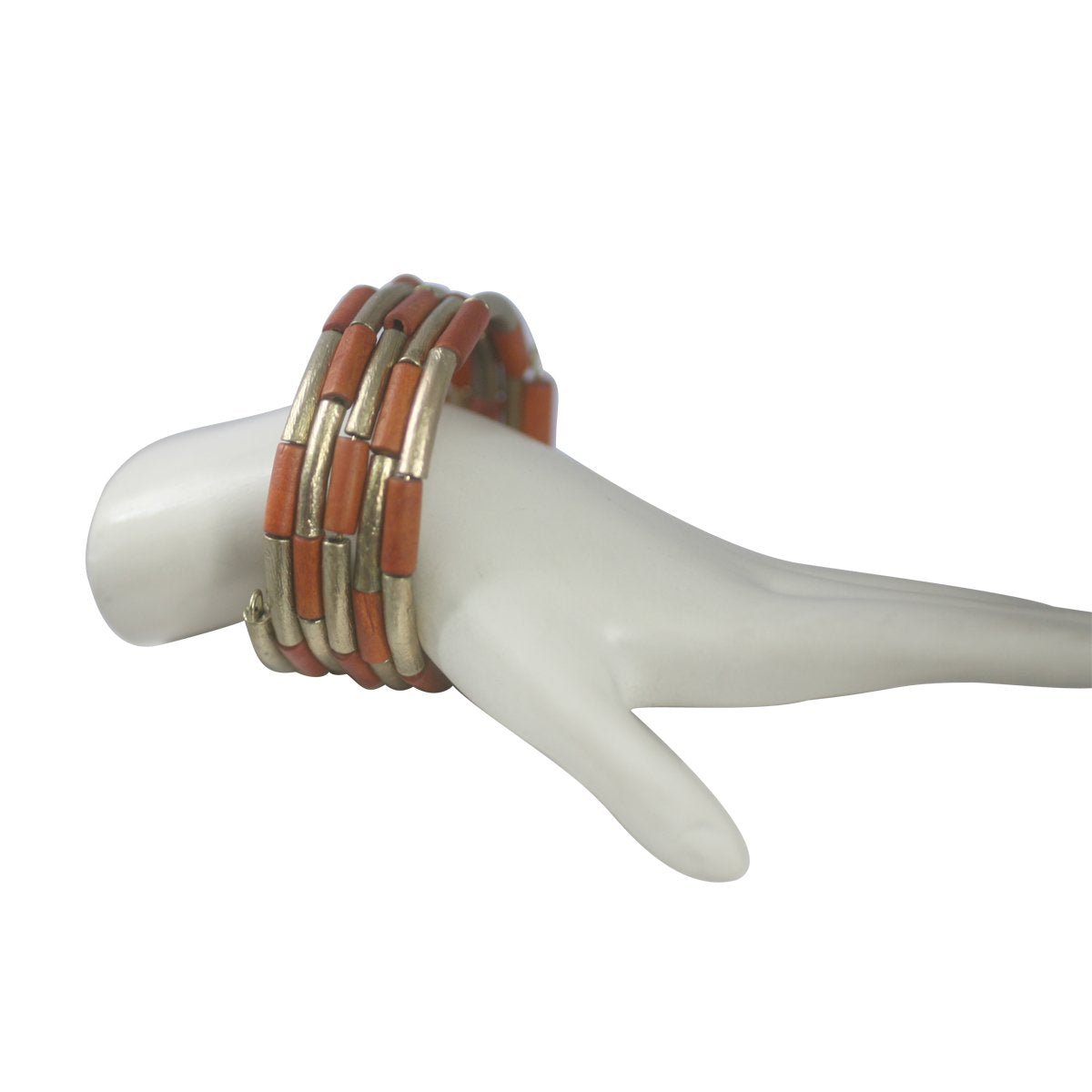 Zirconmania Goldtone Wood Sprial Cuff Bracelet 610B14072G