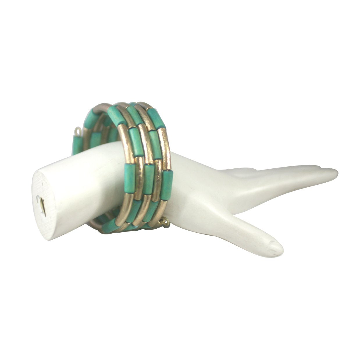 Zirconmania Goldtone Wood Sprial Cuff Bracelet 610B14072G