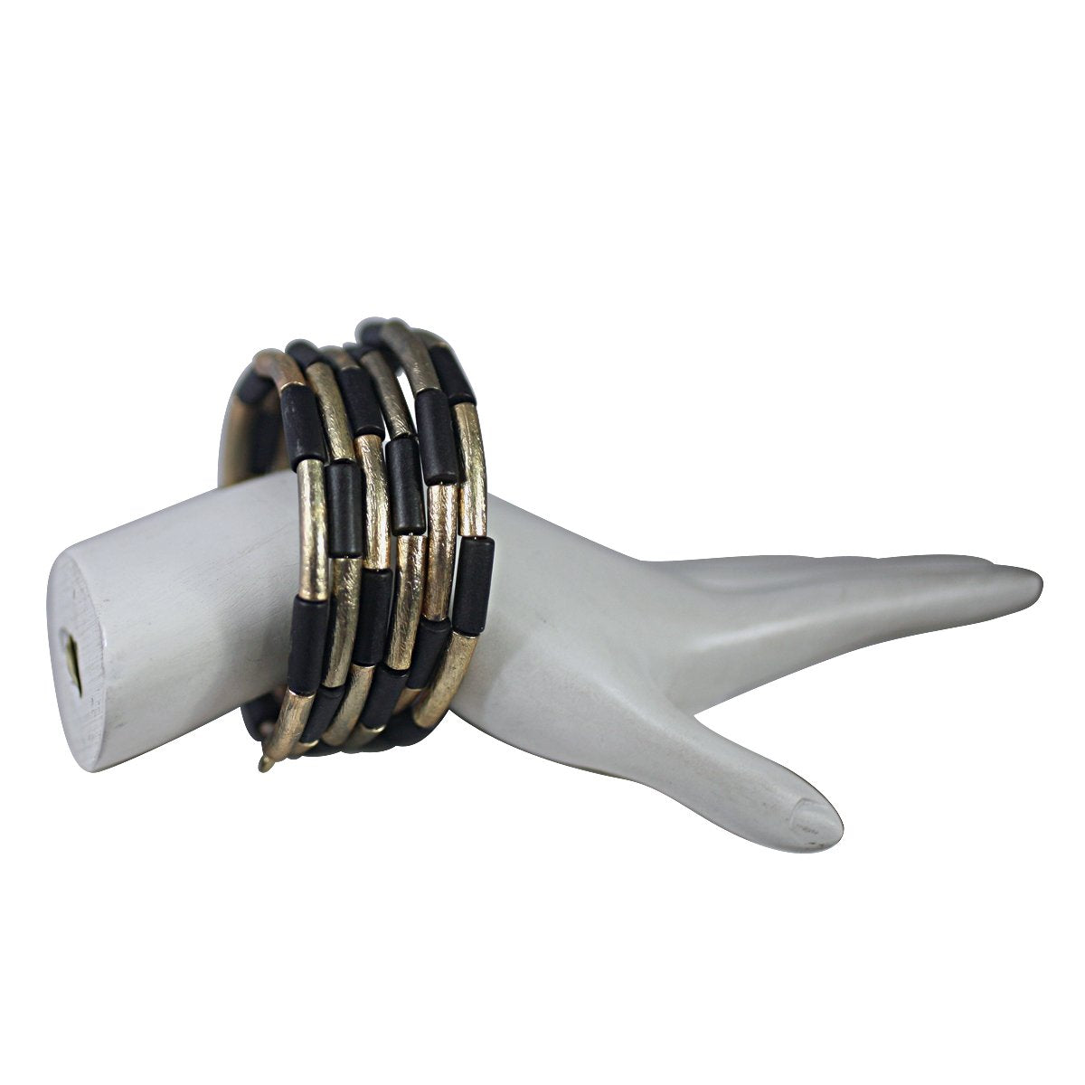 Zirconmania Goldtone Wood Sprial Cuff Bracelet 610B14072G