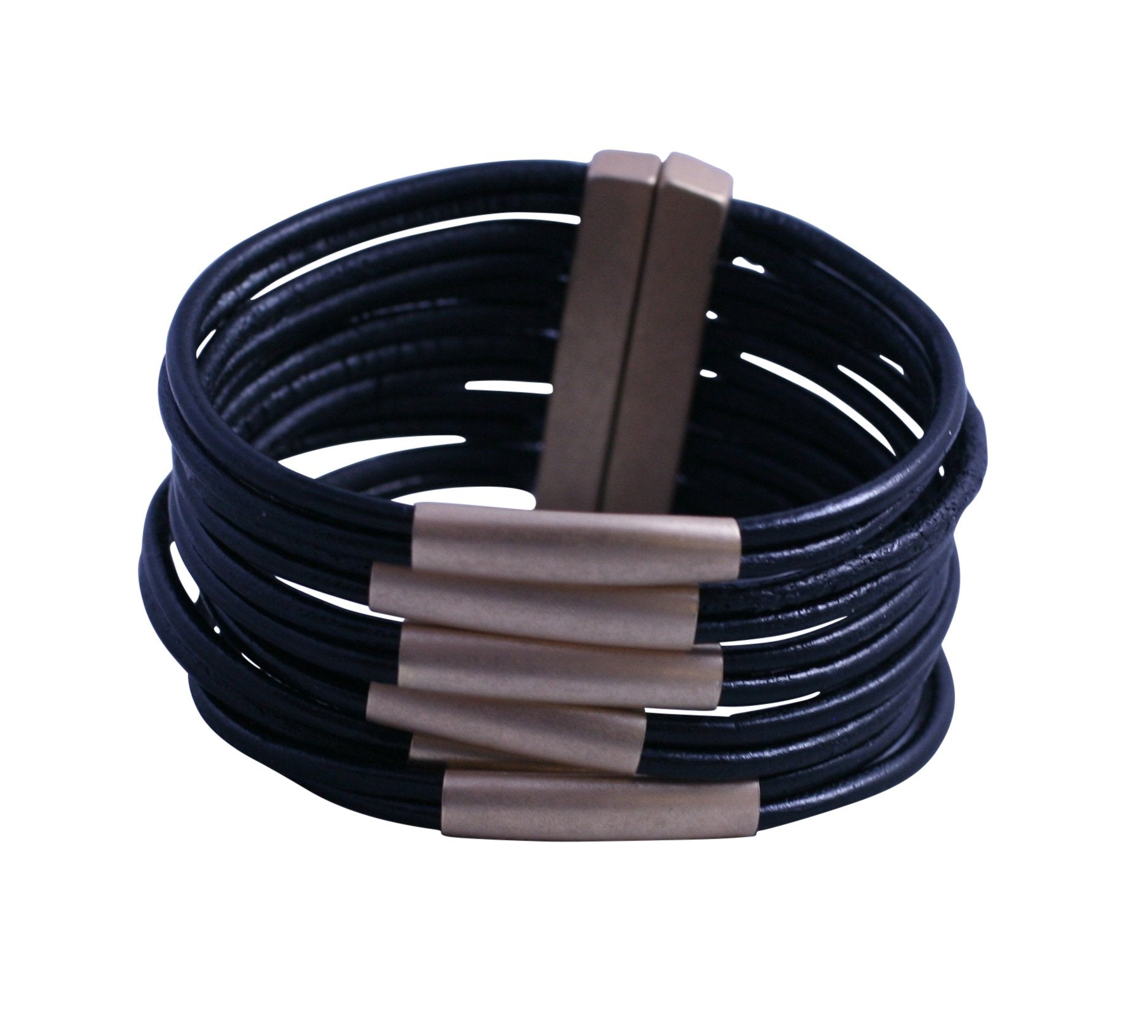 Bracelet Genuine leather multi strand cord cuff  688B-8584