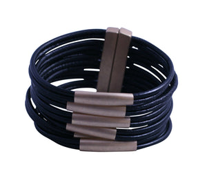 Bracelet Genuine leather multi strand cord cuff  688B-8584