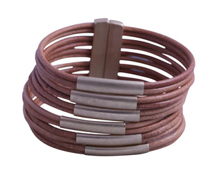 Bracelet Genuine leather multi strand cord cuff  688B-8584