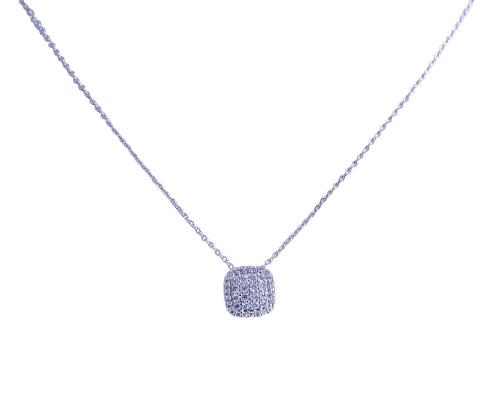 Pendant Cubic zirconia cushion Pave square  Rhodium . 638P-1676