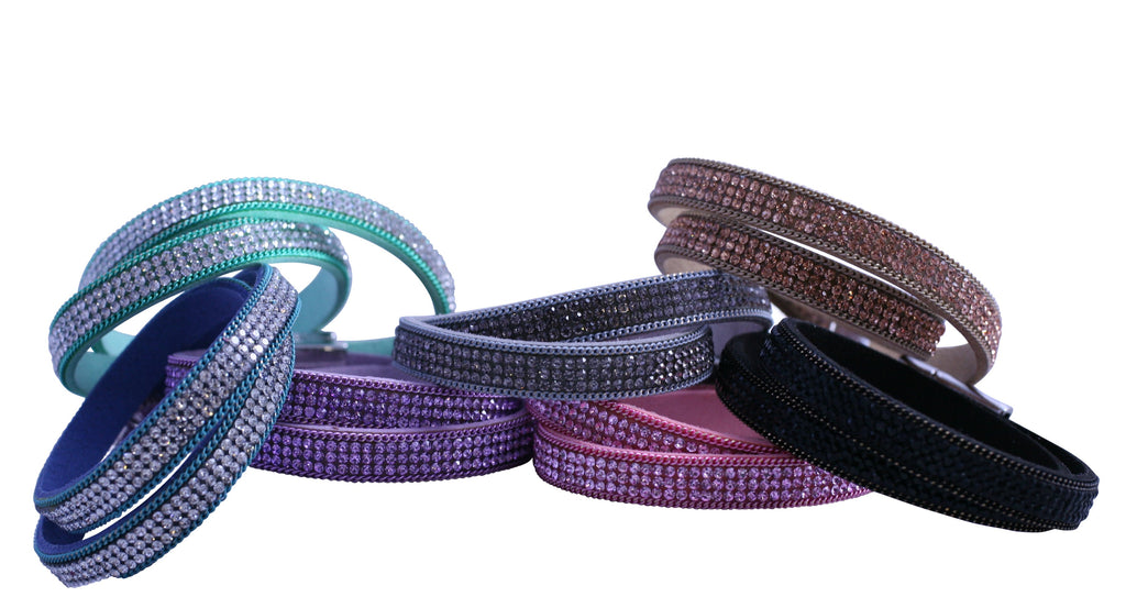 Slender chic double wrap crystal pave bracelet 667B-48