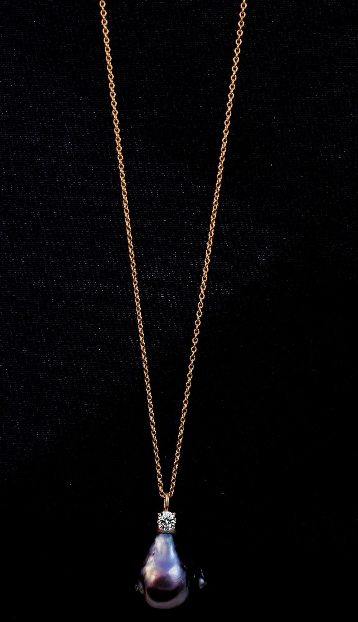 Necklace Pendant Large Genuine Baroque Fresh water Pearl on 30'' Sterling Silver chain . LNK30P