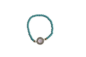 Mother of Pearl Round charm Stretch Bracelet.655B27