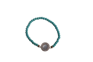 Mother of Pearl Round charm Stretch Bracelet.655B27