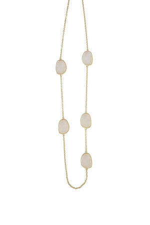 Textured Satin Gold Plated Alloy Bezel Setting Necklace 661N8903