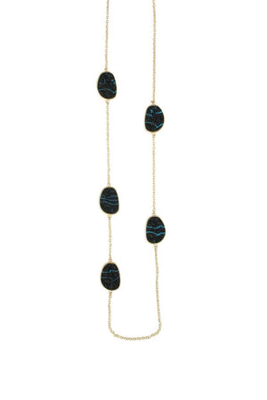 Textured Satin Gold Plated Alloy Bezel Setting Necklace 661N8903