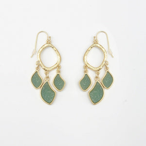 Textured Satin Gold Alloy Bezel Settings Earrings