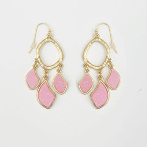 Textured Satin Gold Alloy Bezel Settings Earrings