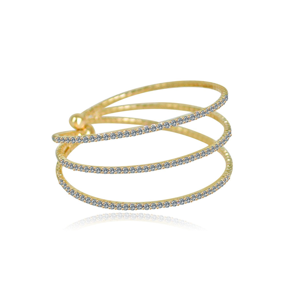 \3 Line Infinity Crystal Pave Elastic Opened Cuff Bracelet 629B3797