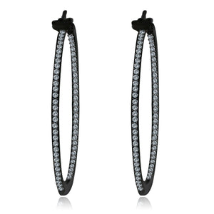 Earrings Fine  Double vision Hoop CZ set Sterling Silver STE457