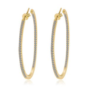 Earrings Fine  Double vision Hoop CZ set Sterling Silver STE457