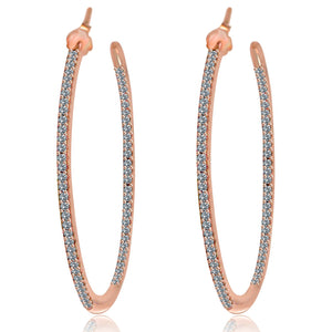 Earrings Fine  Double vision Hoop CZ set Sterling Silver STE457